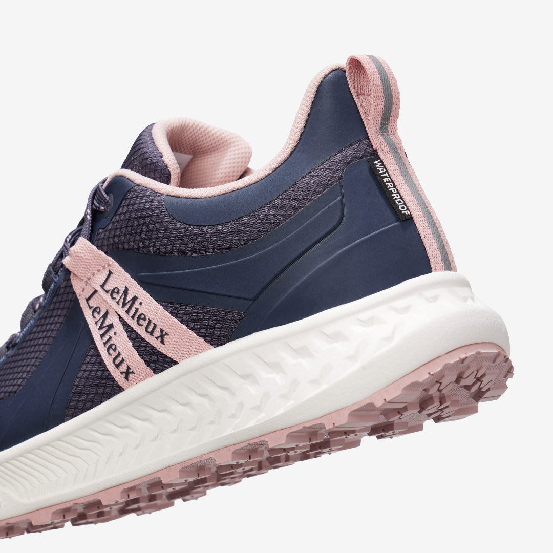 LeMieux Trax Viva Waterproof Sneaker - Navy/Pink, back side view | Malvern Saddlery