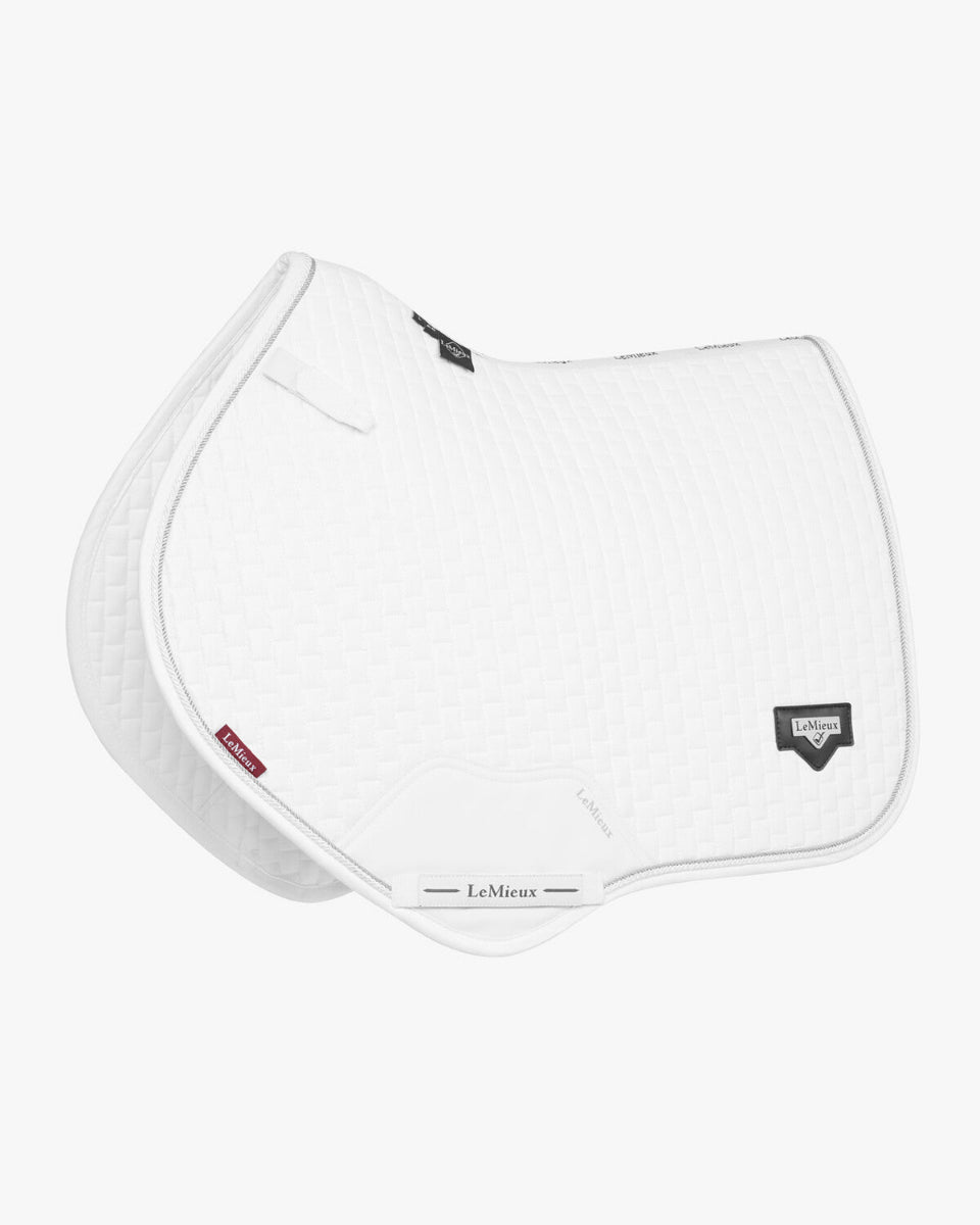 LeMieux Puissance Suede Close Contact Saddle Pad - White, shown on white background | Malvern Saddlery