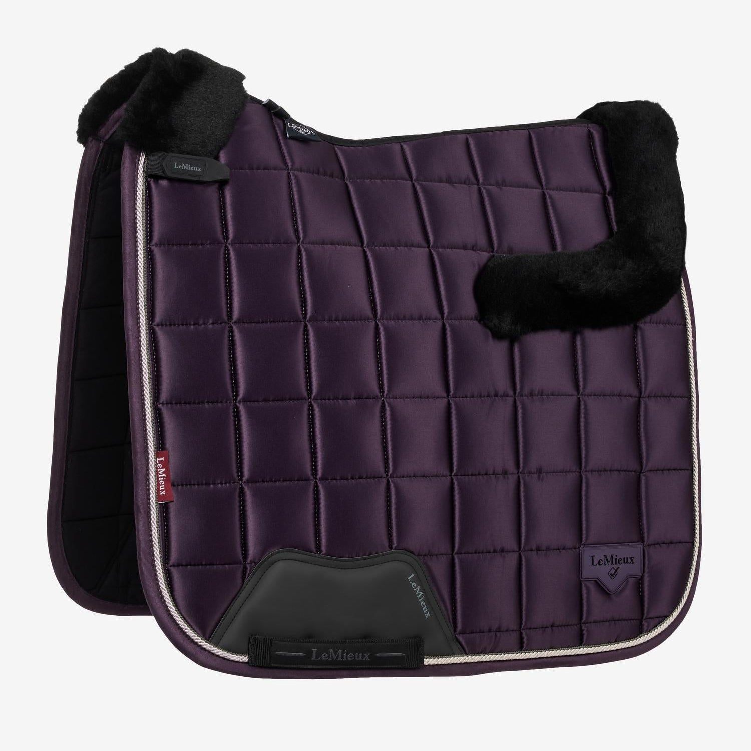 LeMieux Merino+ Loire Classic Dressage Square Saddle Pad - Juniper Purple with Black | Malvern Saddlery