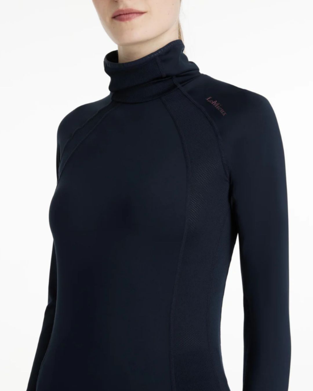 LeMieux Sara Snood Base Layer - Navyshown on model | Ladies Riding Shirts | Malvern Saddlery