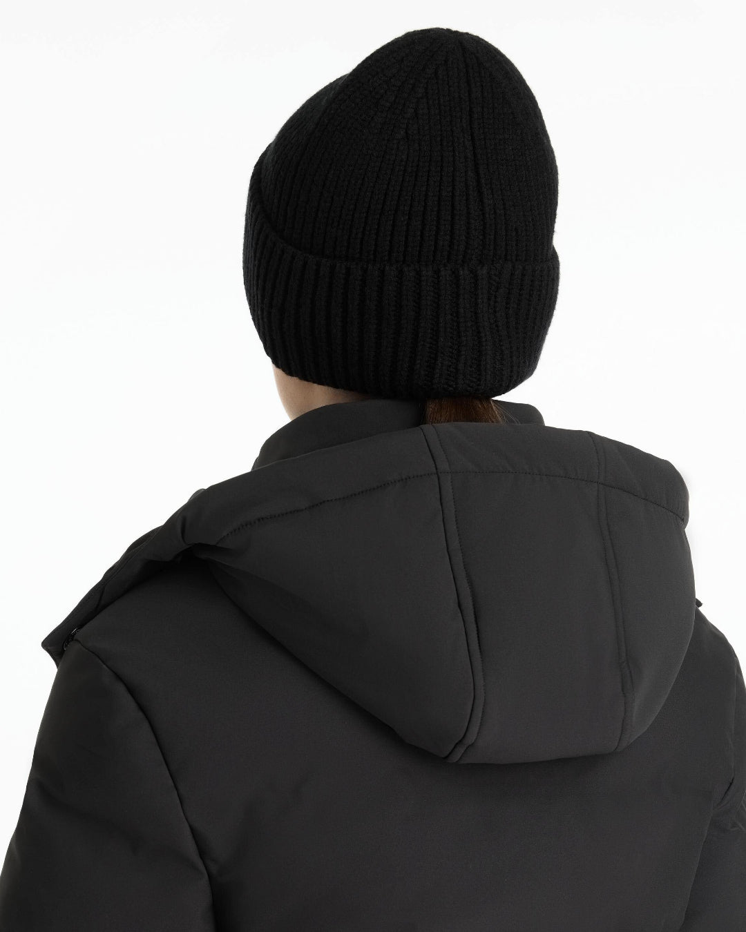 LeMieux Bodie Beanie - Black, back view shown on person against white background | Winter Hats | Malvern Saddlery