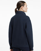 LeMieux Keira Quarter Neck Sweatshirt - Navy, back view shown on person with white background | Athleisure | Malvern Saddlery