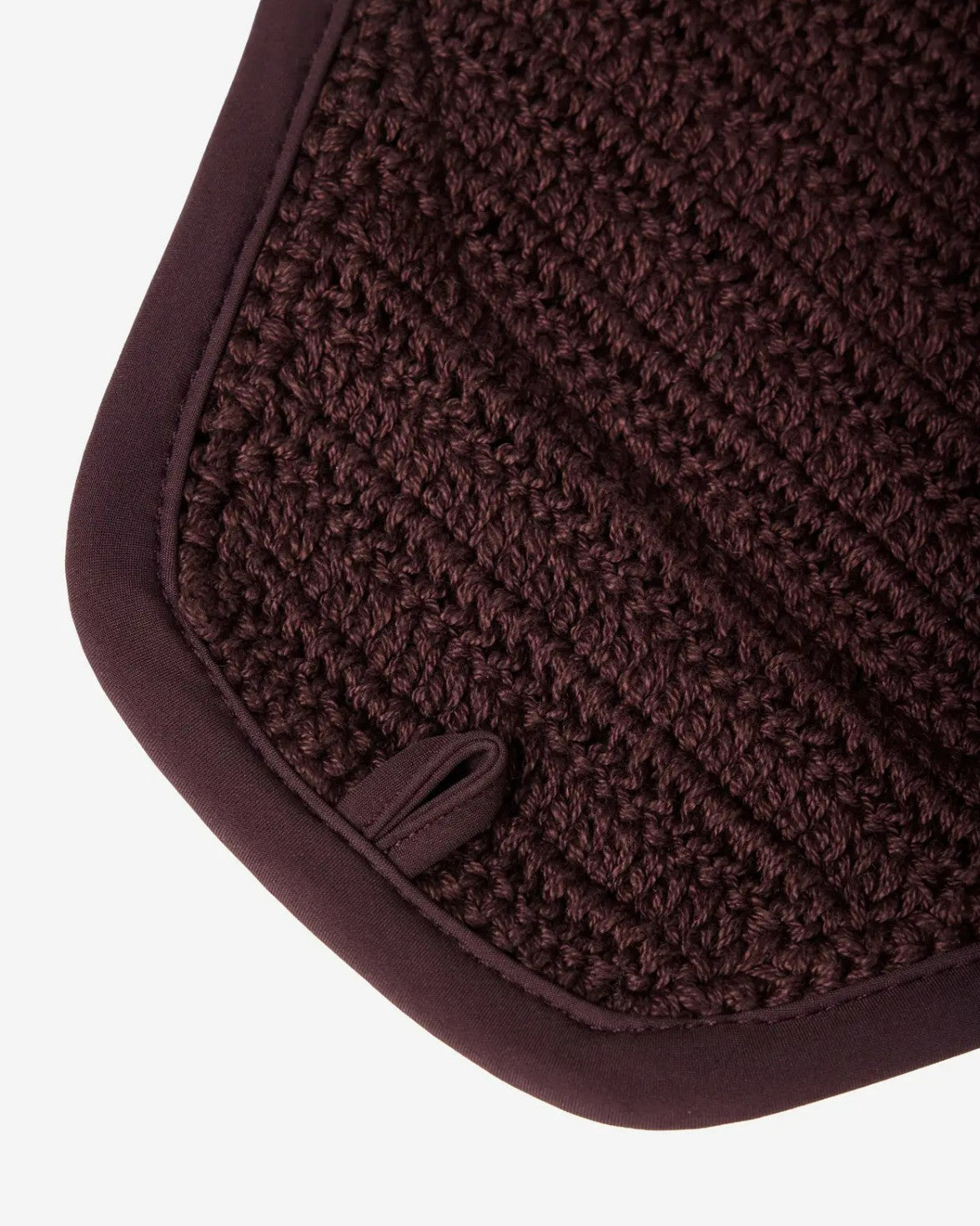 LeMieux Essence Acoustic Fly Hood - Damson, detail of crochet | Horse Care | Malvern Saddlery