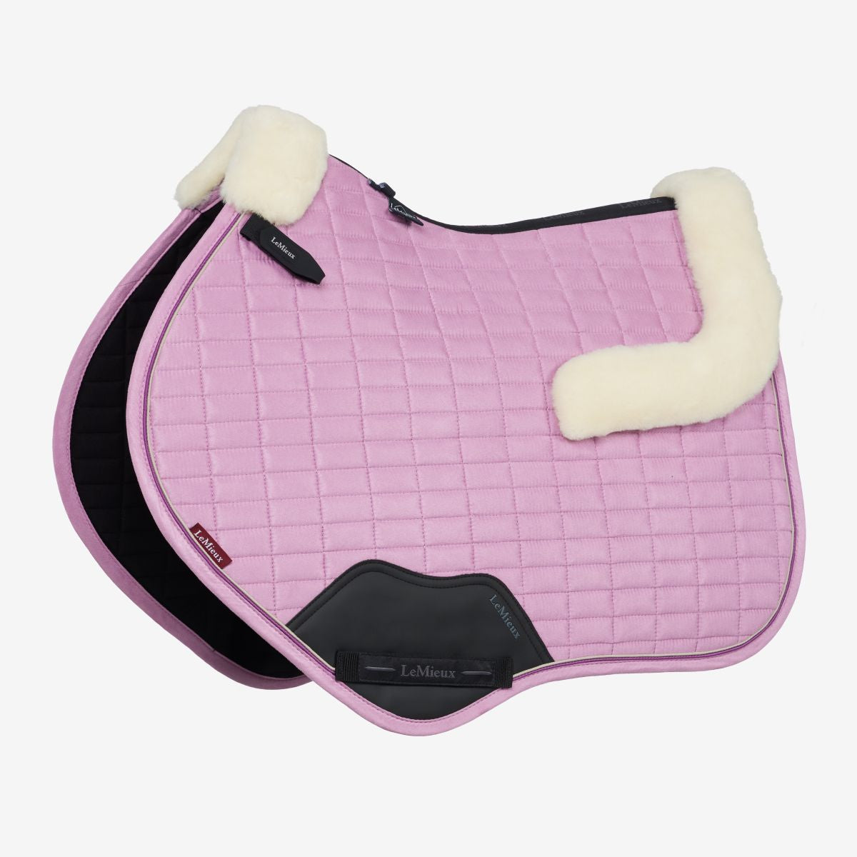 LeMieux Merino+ Suede Close Contact Square Saddle Pad - Fondant Pink; on white background | Malvern Saddlery