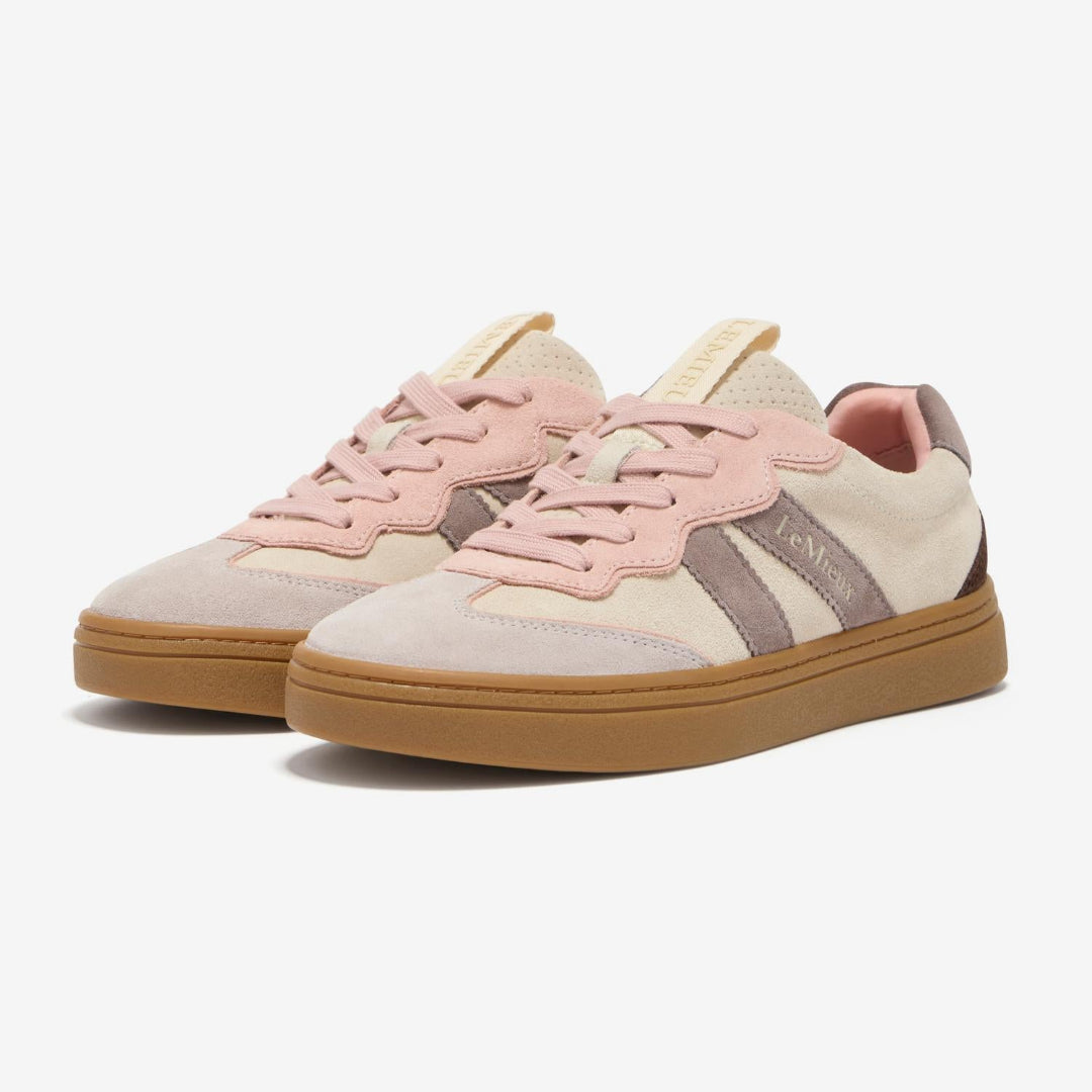 LeMieux Stockbridge Suede Lifestyle Sneaker - Stone; pair shown on white background | Casual Footwear | Malvern Saddlery
