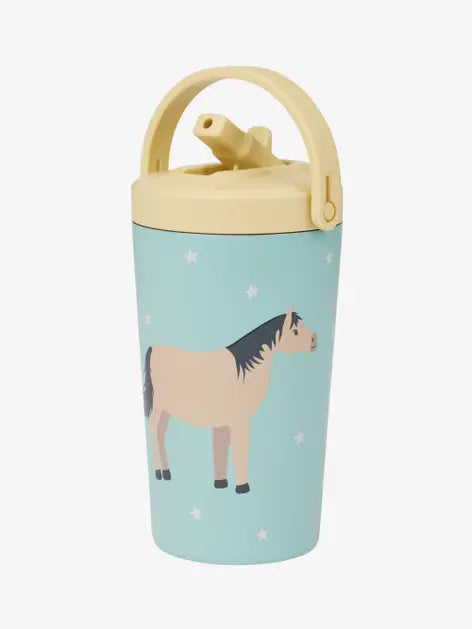 Lemieux Kids Drink Bottle - Aqua Blue with Yellow, also horse graphic | Malvern Saddlery