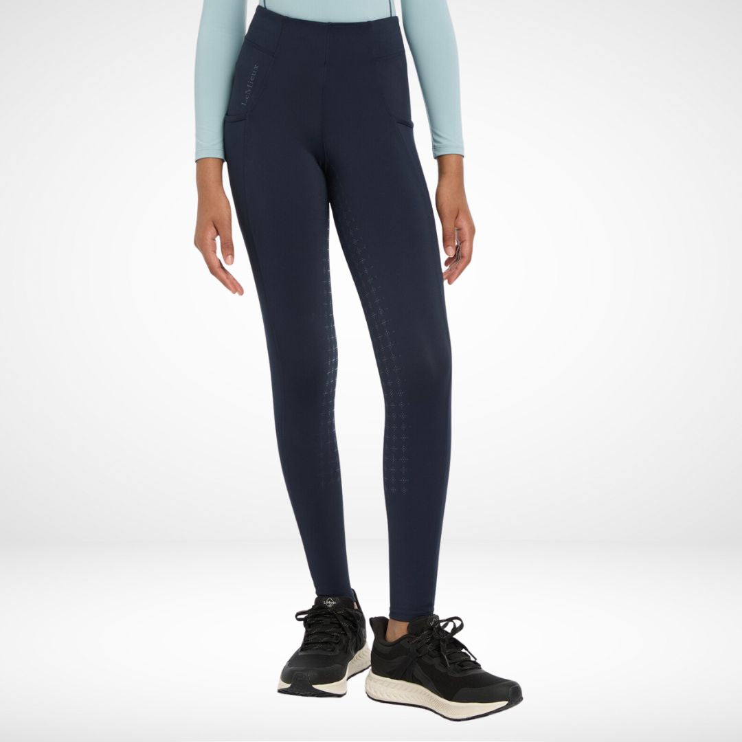 LeMieux Young Rider Orla Pull Ons - Navy, fron view on model | Malvern Saddlery