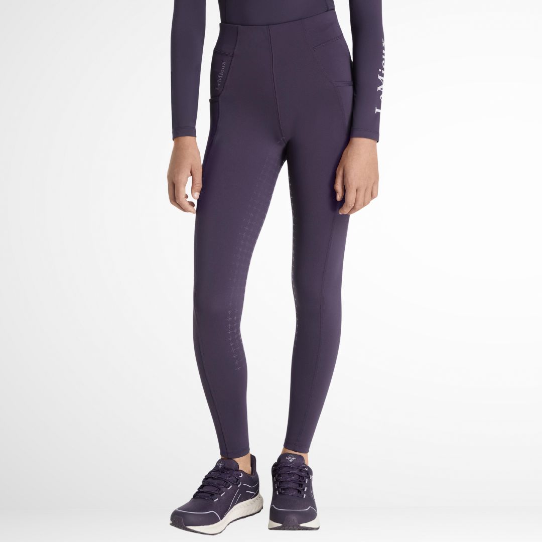 LeMieux Young Rider Orla Pull Ons - Juniper Purple, shown on model | Malvern Saddlery