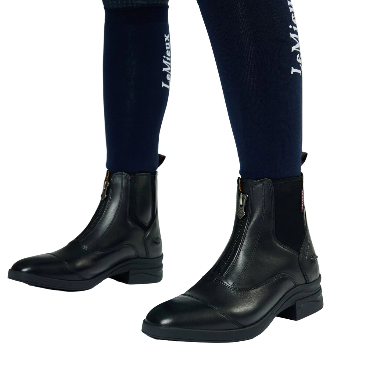 LeMieux Junior Zip Paddock Boots in Black with front zipper for kids riding apparel