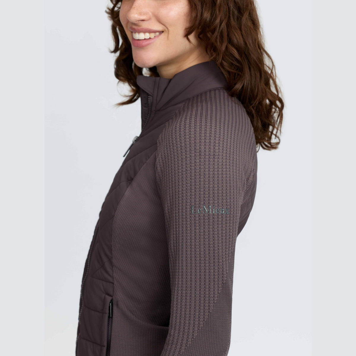 LeMieux Women's Maddie Hybrid Jacket - Cocoa, side view | Malvern Saddlery