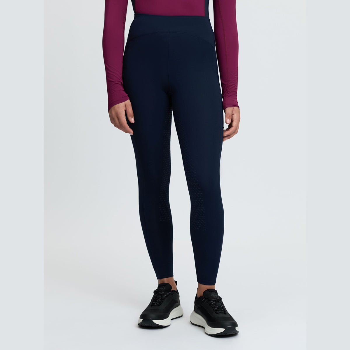 LeMieux Young Rider Nell Brushed Pull On Riding Pants - Navy, front view | Malvern Saddlery