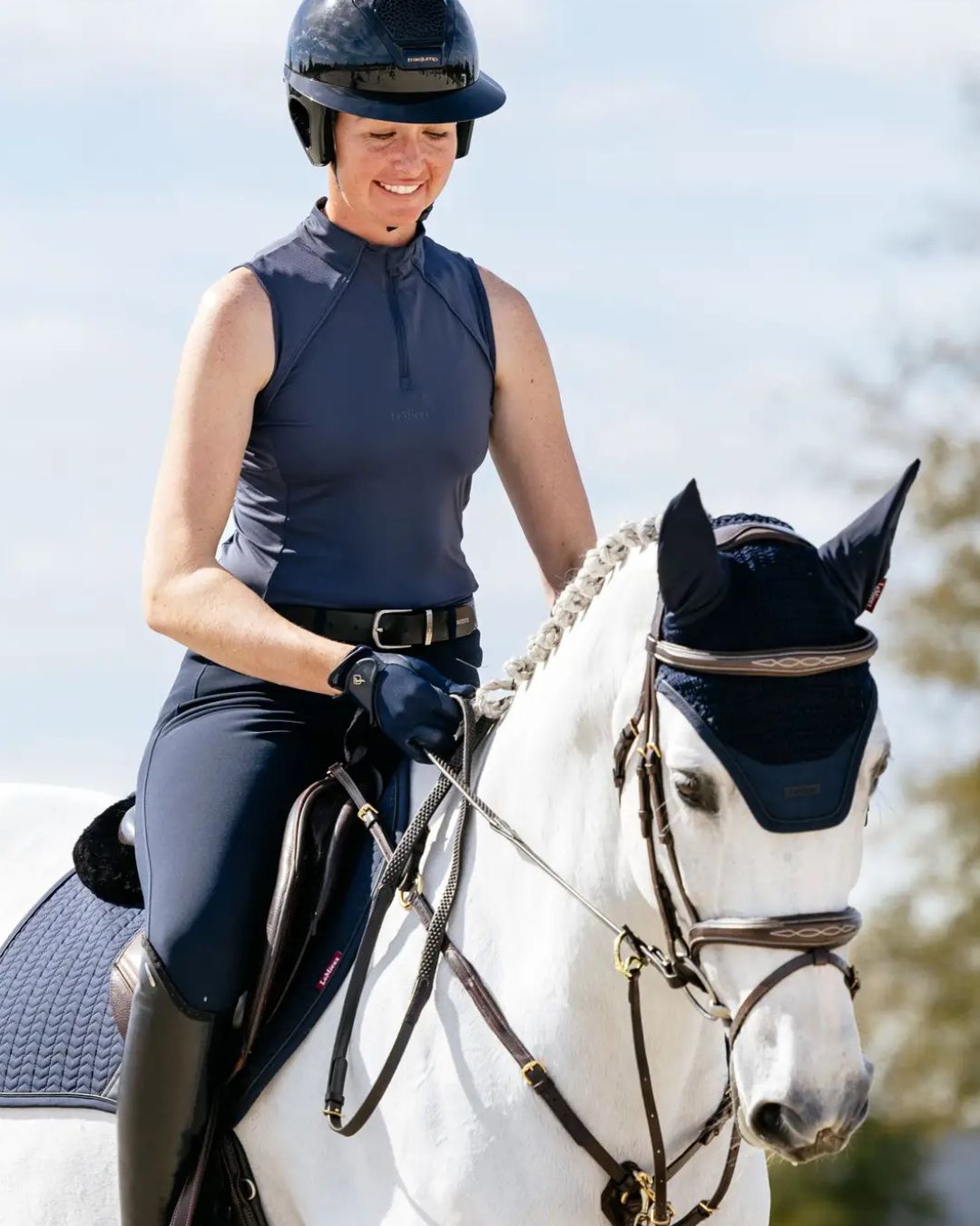 LeMieux Maria Mesh Sleeveless Base Layer - Dusk Blue | Ladies Activewear Shirts | Malvern Saddlery