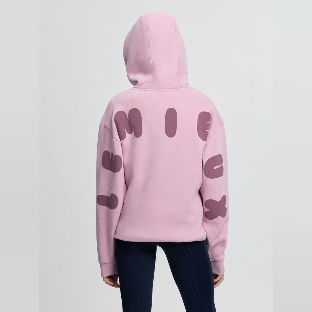 LeMieux Young Rider Sia Hoodie - Fondant PInk; back view shown on person | Malvern Saddlery