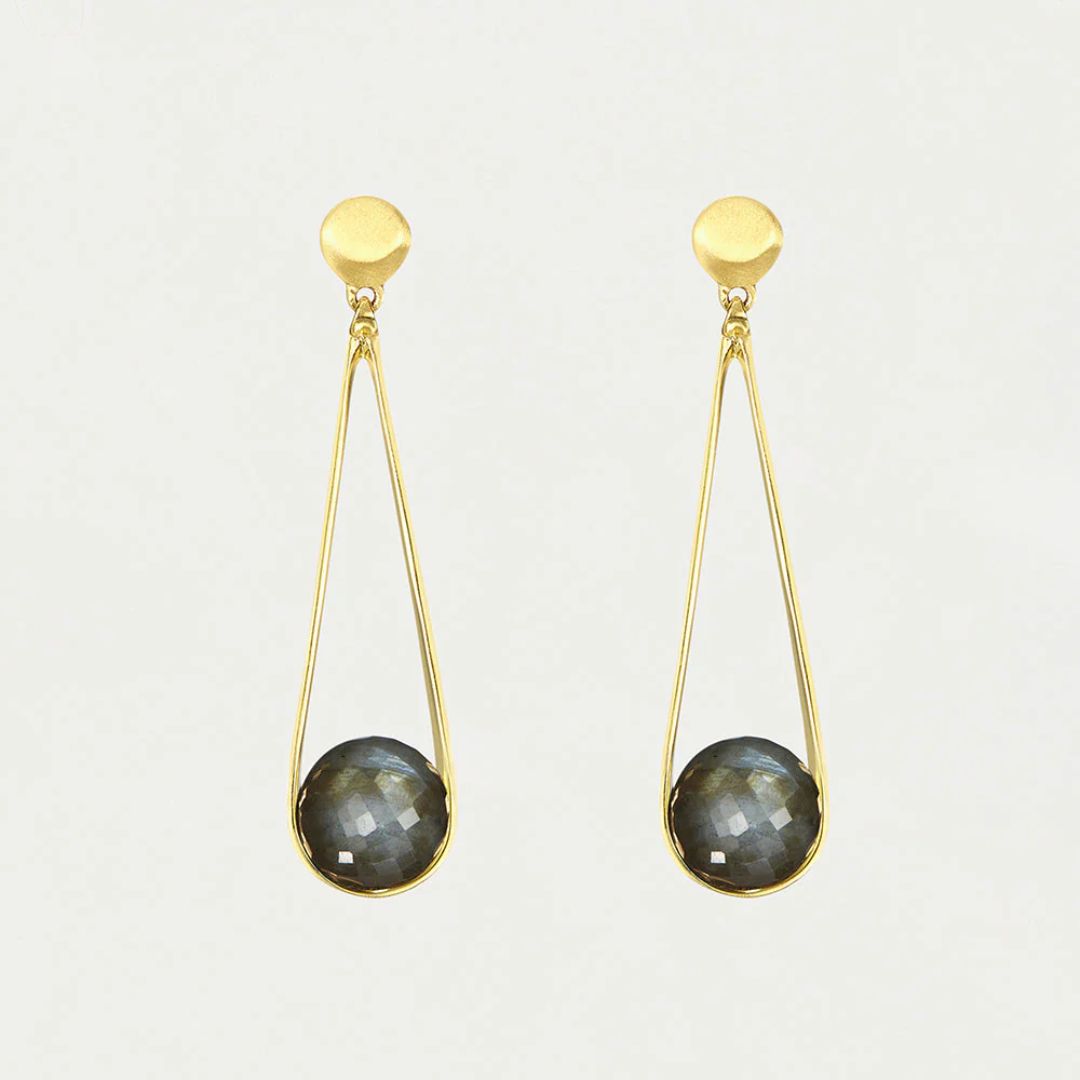 Dean Davidson Mini Ipanema Earrings - Labradorite, Gold Drop | Malvern Saddlery