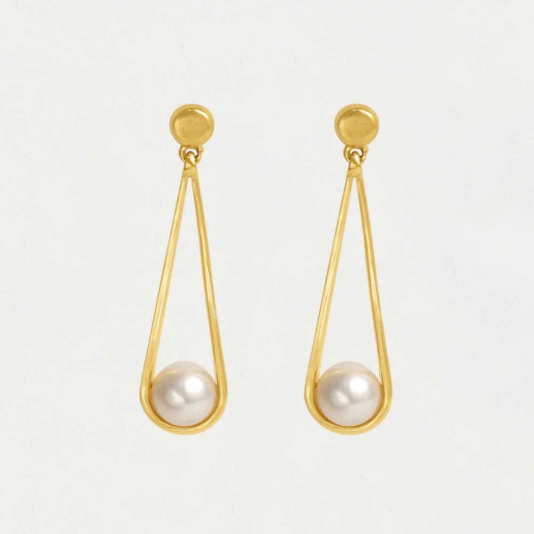 Dean Davidson Mini Ipanema Earrings - Pearl, Gold Drop | Malvern Saddlery