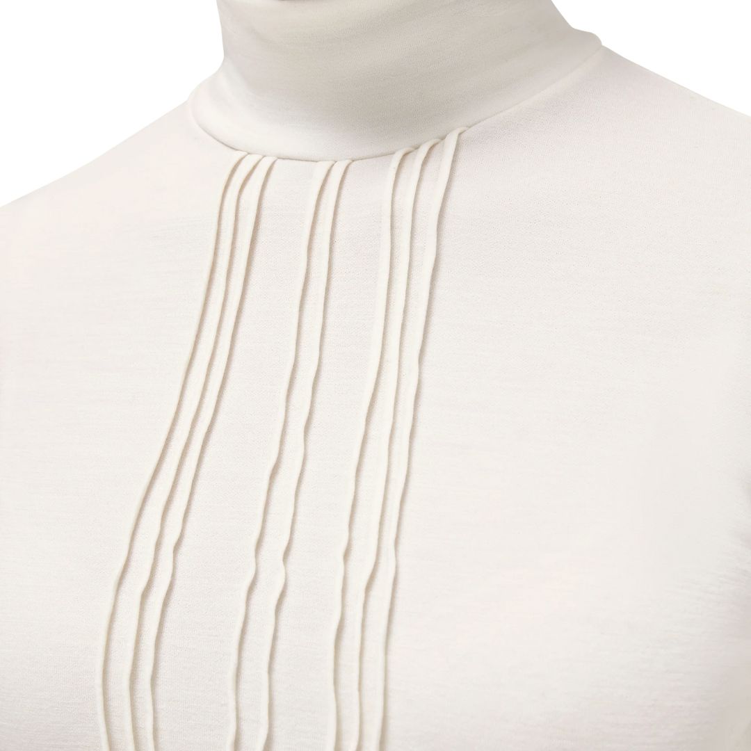 Cavalleria Toscana Ladies' Tech Wool Pleated Top; pleat front detail | Malvern Saddlery
