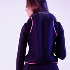 Seaver Safefit Airbag Vest - Navy with Pink Piping - Shown with Rain pattern Swarovski Crystals on the back. computer generated image | Malvern Saddlery