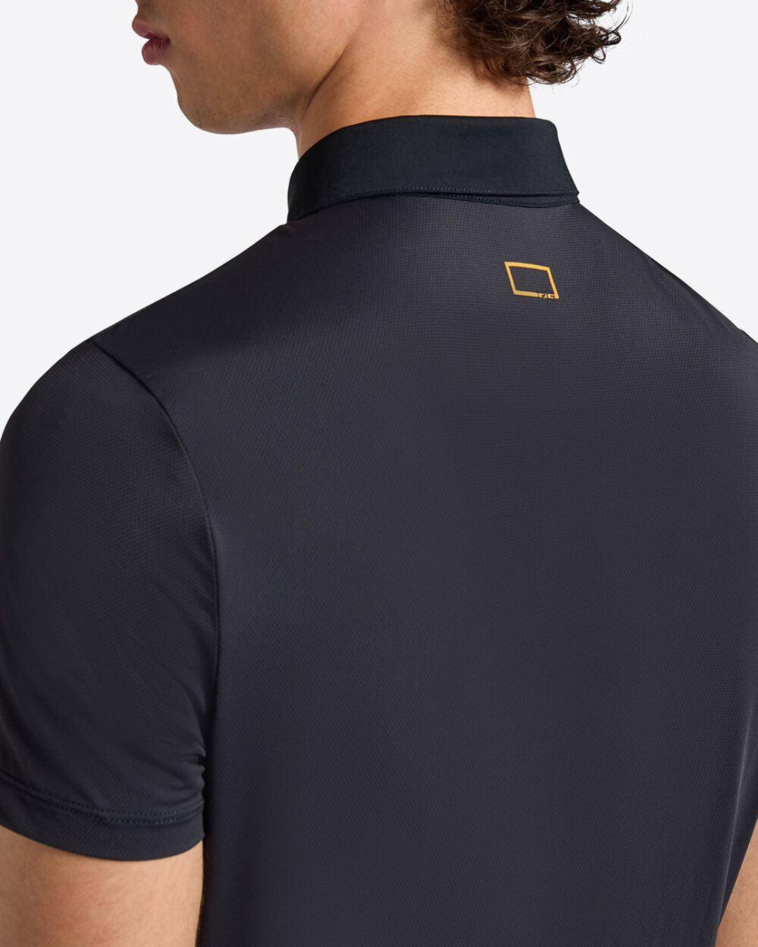 Rider’s Gene Men’s Micro-Perforated Jersey Polo with Button - Navy, back logo detail | Men's Riding Shirts | Malvern Saddlery
