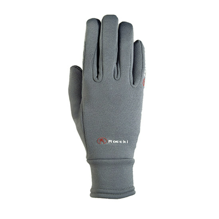 Roeckl Warwick Polartec Fleece Glove - Gray back hand | Malvern Saddlery