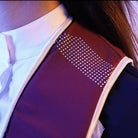 Seaver Safefit Airbag Vest - Bordeaux - Shown with Upper Swarovski Crystals & White Piping. computer generated image | Malvern Saddlery