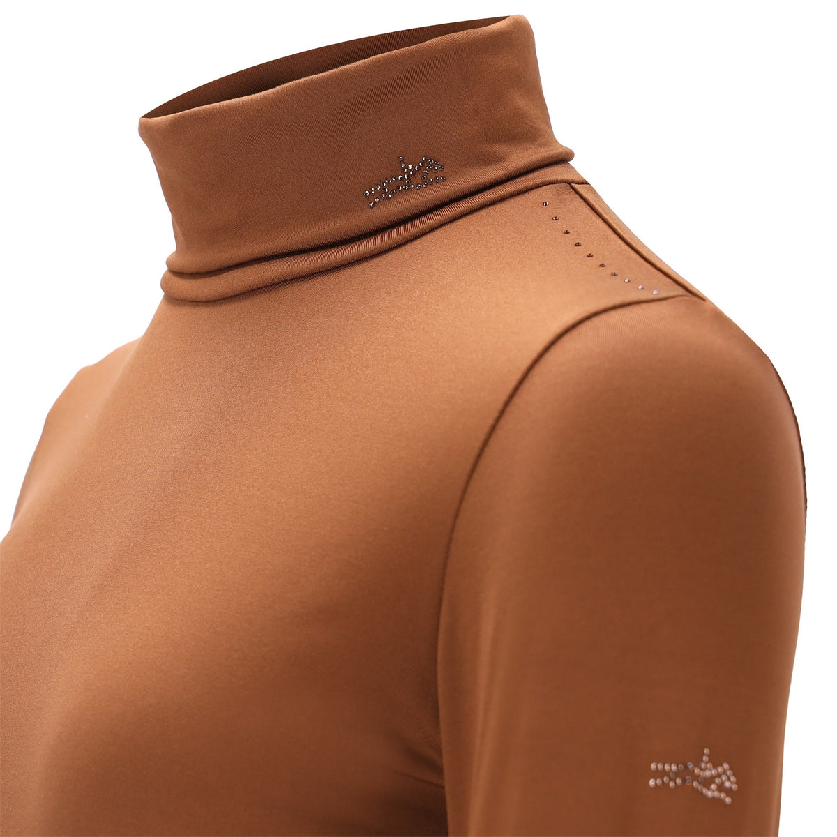 Schockemöhle Alba Style Women's Turtleneck Training Top in Nougat turtleneck close up