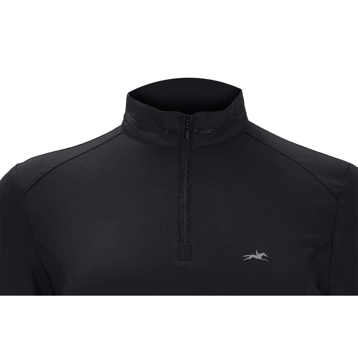 Schockemöhle Annabell Style Women's Training Shirt in Black zip collar close up