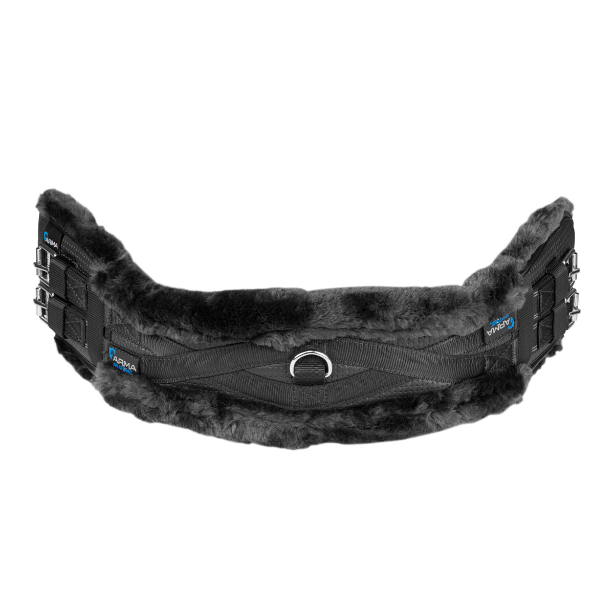 Shires ARMA SupaFleece Dressage Girth in black with soft fleece lining and anatomical shaping
