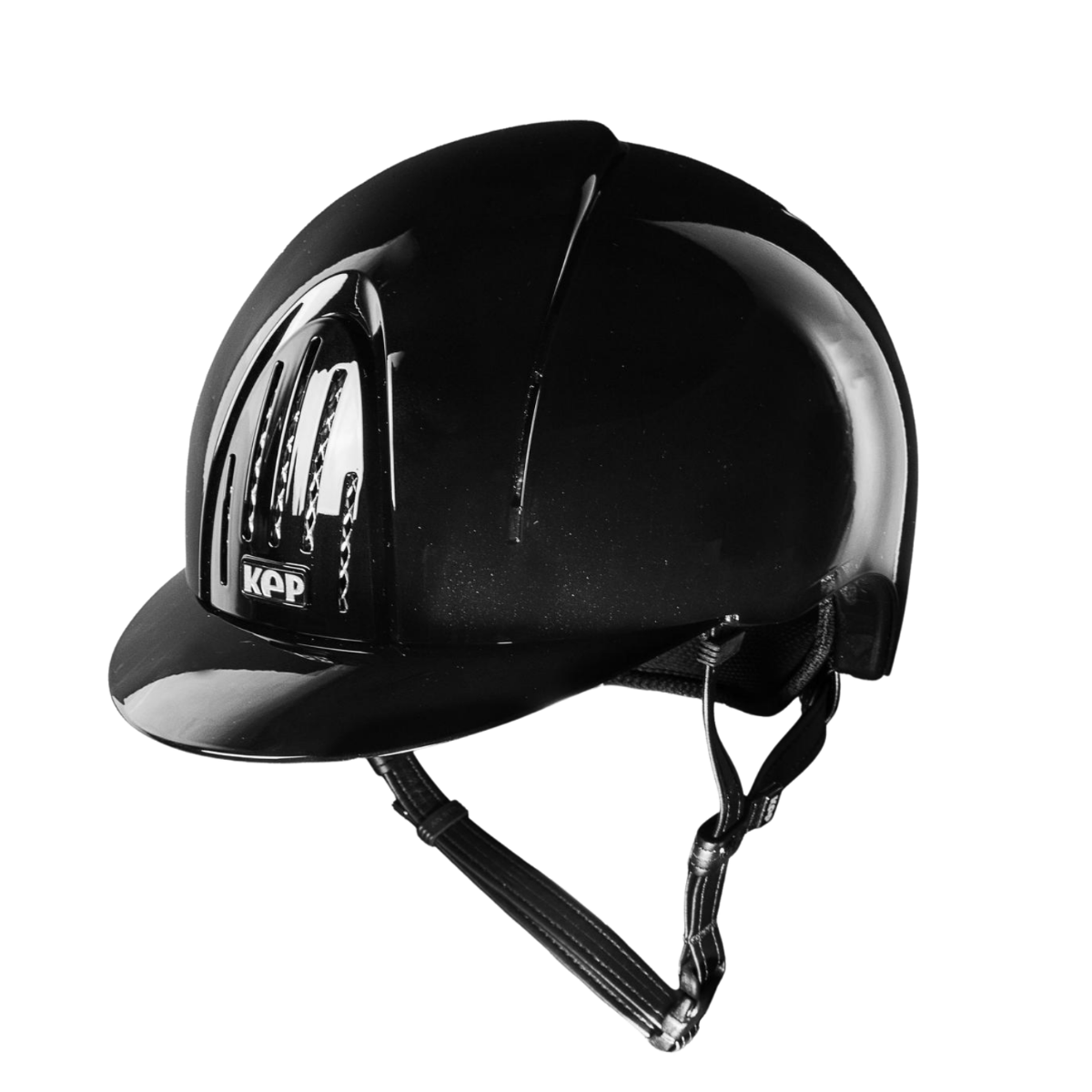 KEP Italia Smart Nova Metal Polish Equestrian Helmet - Standard Brim - Black; shown on white background | Malvern Saddlery