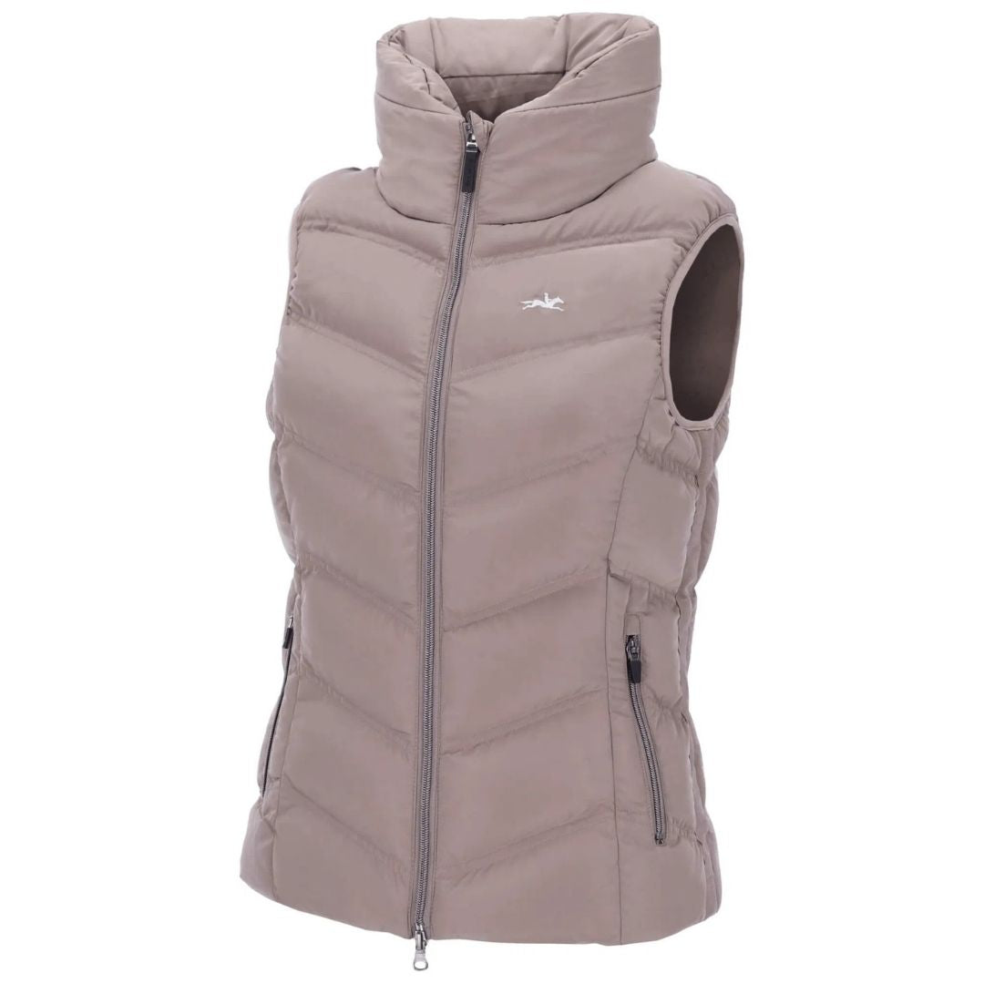 Schockemöhle Sports SPMarleen Style Quilted Ladies Vest -Hazel / Beige, on white background | Malvern Saddlery