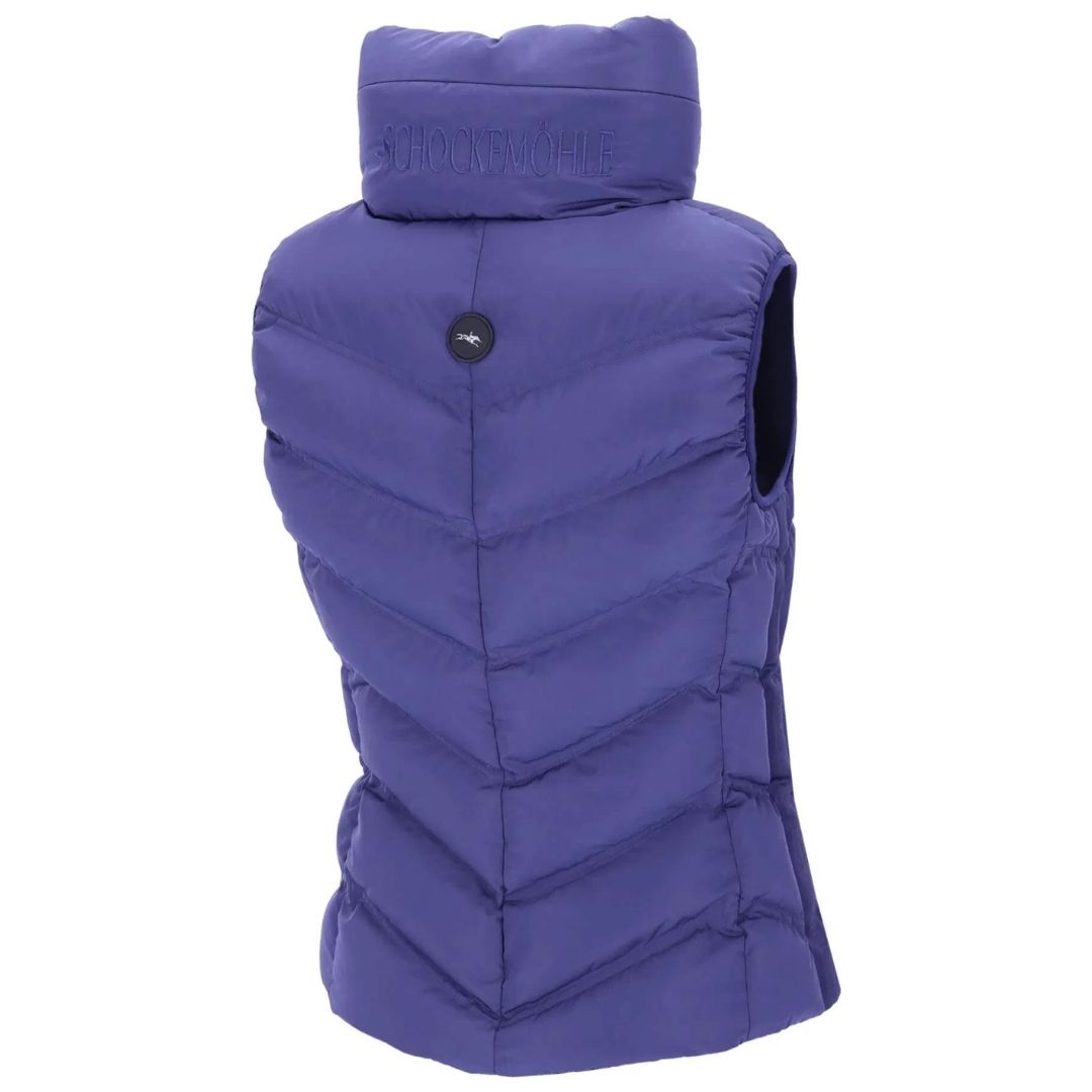 Schockemöhle Sports SPMarleen Style Quilted Ladies Vest - Ink Blue, back view on white background | Malvern Saddlery