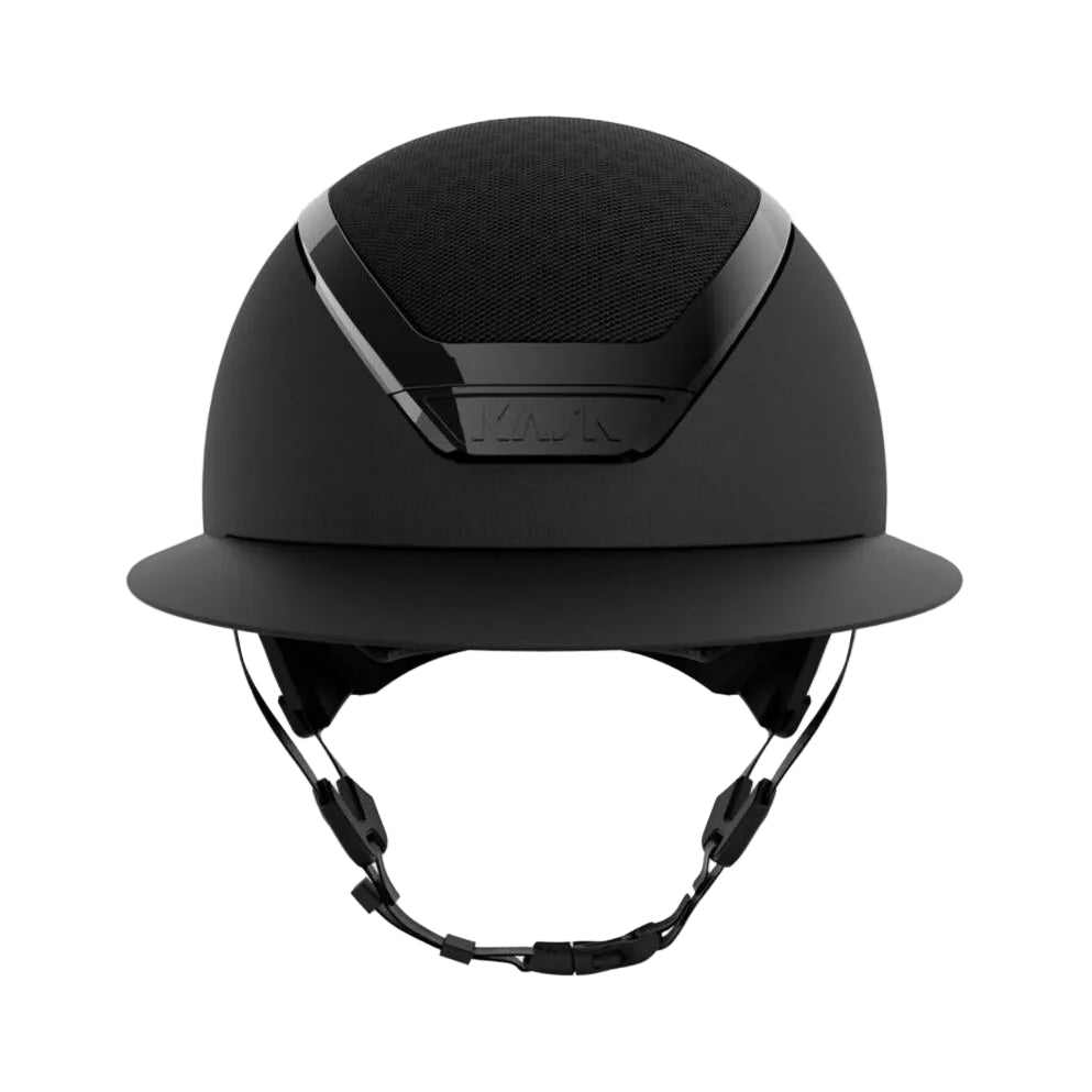 KASK Star Lady Chrome - Black; front view on white background | Wide Brim Equestrian Helmets | Malvern Saddlery