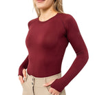 TKEQ Kennedy Seamless 2.0 Long Sleeve Performance Shirt - Burgundy Camo, cropped image of torso shown on model | Malvern Saddlery