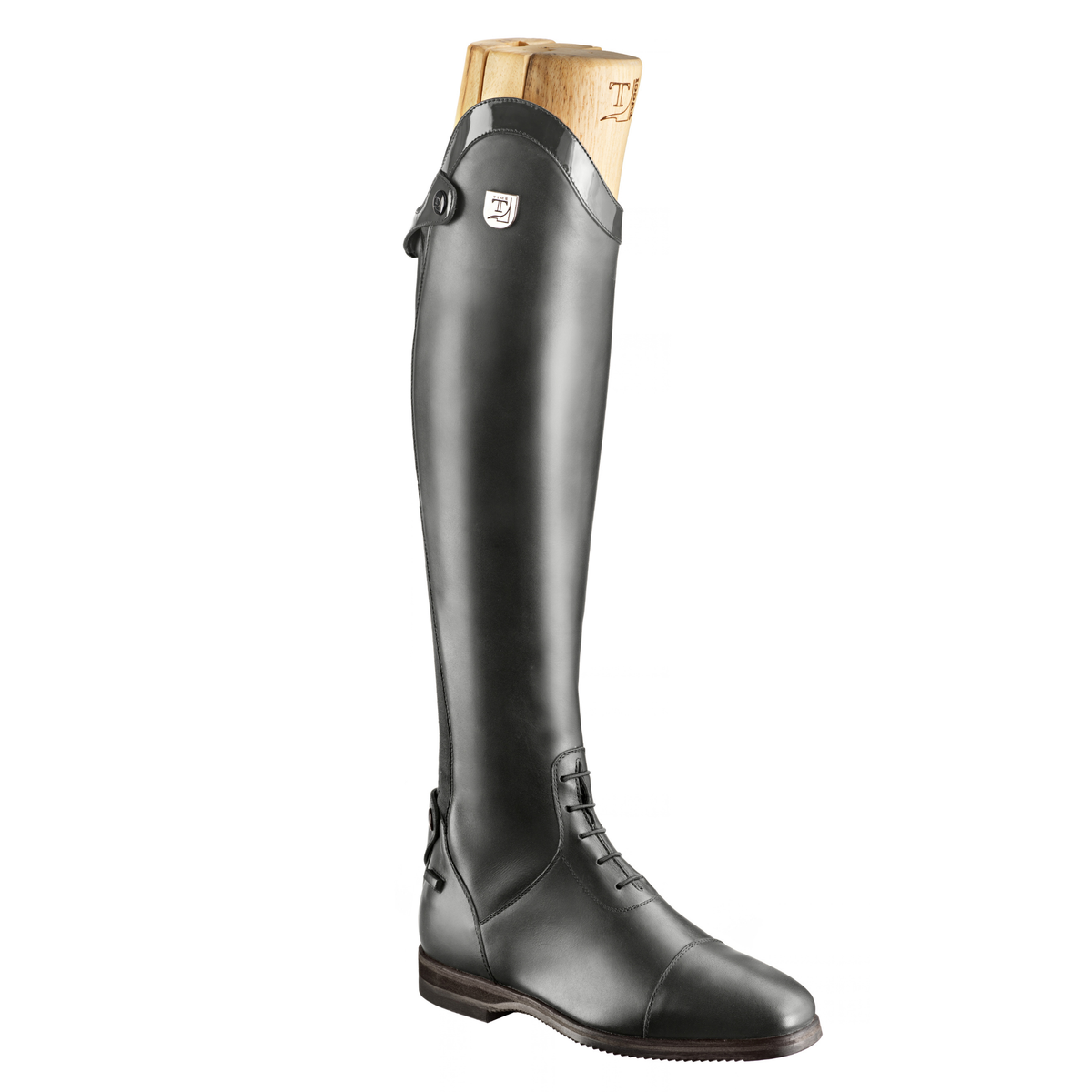 Tucci Time Galileo Grey Leather Tall Field Riding Boot with Front Laces for Equestrian Jumping