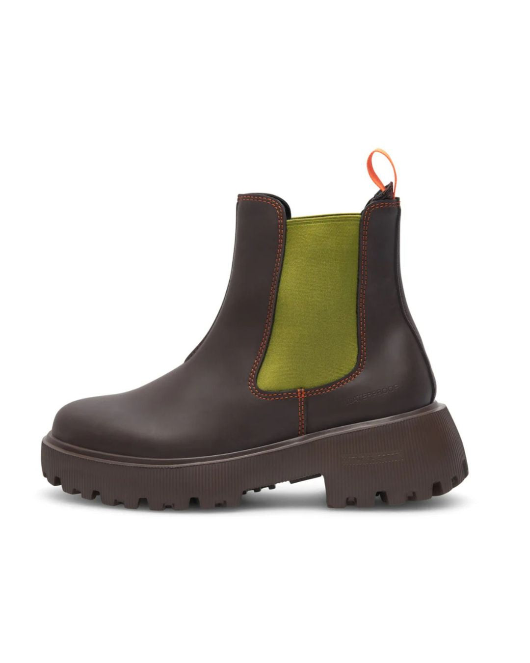 Woden Aya Waterproof Boot - Chocolate/Bambus Green | Style Footwear | Malvern Saddlery