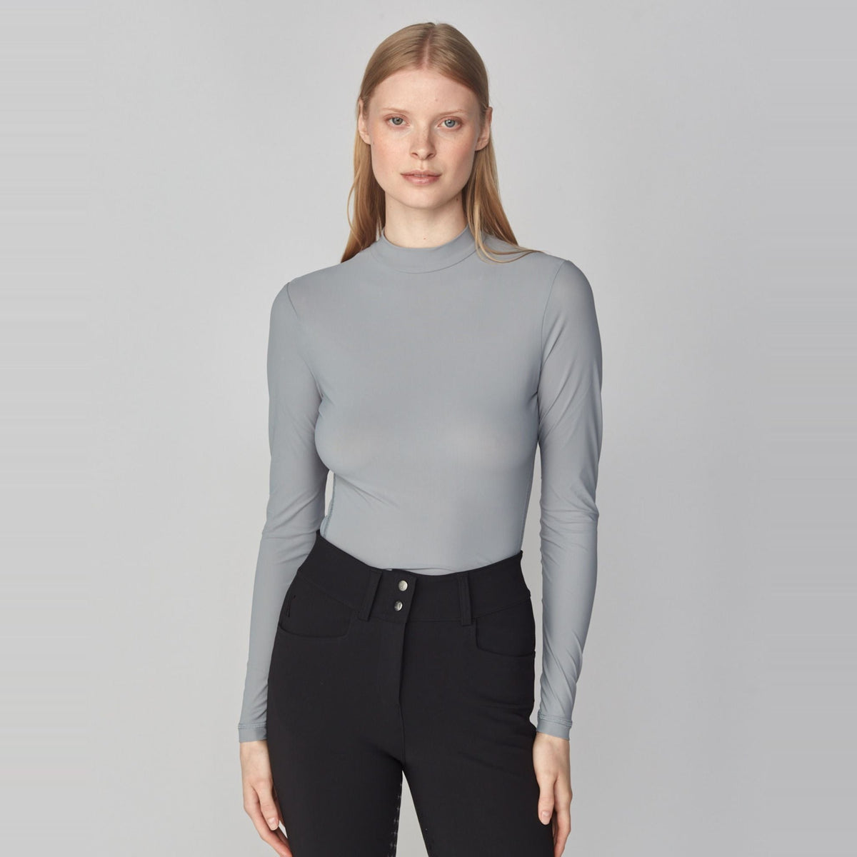Yagya Women's Lightweight Long Sleeve Riding Top - Stone, front | Malvern Saddlery