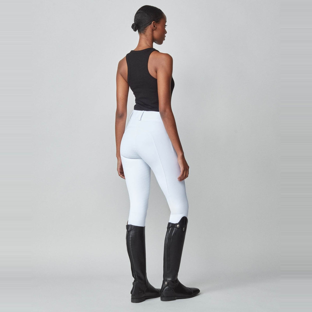 Yagya Women's Performance Knee Grip Breeches - White, back | Malvern Saddlery