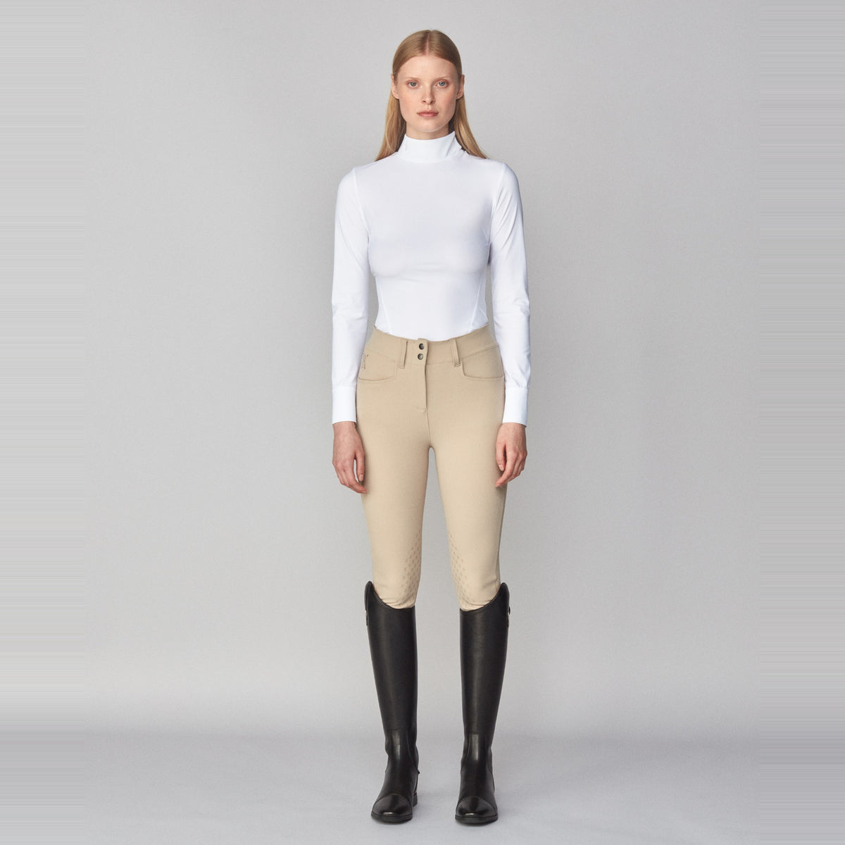 Yagya Women's Timeless Show Shirt - White, full length | Malvern Saddlery