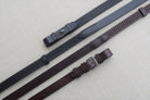 Black Oak Pebble Grip Rein w/Stops - shown Black with Pin, Brown with Buckle | Malvern Saddlery