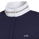Schockemöhle Clea Ladies Competition Shirt - Navy/Silver, collar detail | Equestrian Show Shirts | Malvern Saddlery
