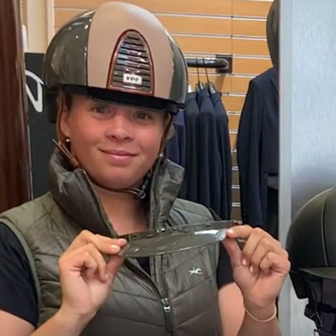 Eventer Amanda Beale in KEP Italia helmet with visor removed for cross country event | Malvern Saddlery Blog Post