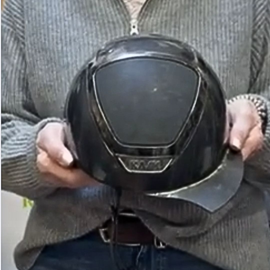 KASK Star Lady Helmet - Visor broken as intended upon impact | Malvern Saddlery Blog Post