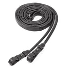 Schockemöhle Rubber Lined Rolled Bridle Reins - Black/Silver | Malvern Saddlery