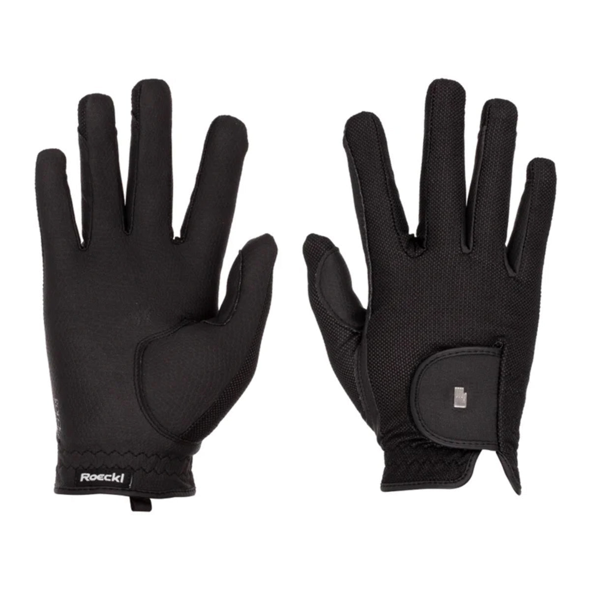 Roeckl Roeck-Grip Lite Equestrian Riding Gloves in Black - Front and Back View