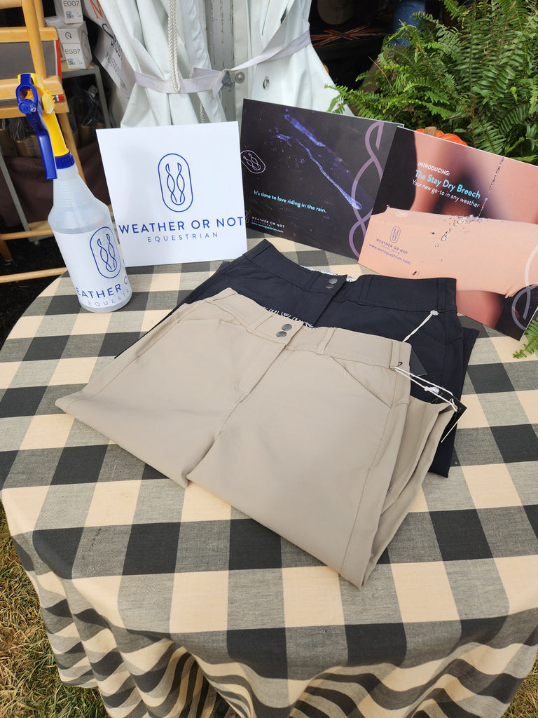 Weather or Not Stay Dry Breech display at Maryland 5 Star | Malvern Saddlery