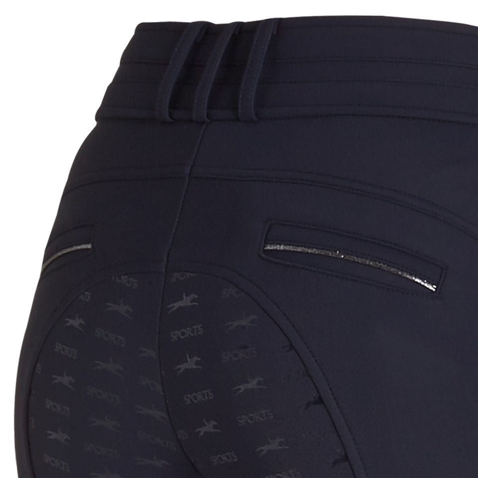 Schockemoehle Ladies Winter Heather Breech - Navy; back pocket & seat detail | Full Seat Breeches | Malvern Saddlery