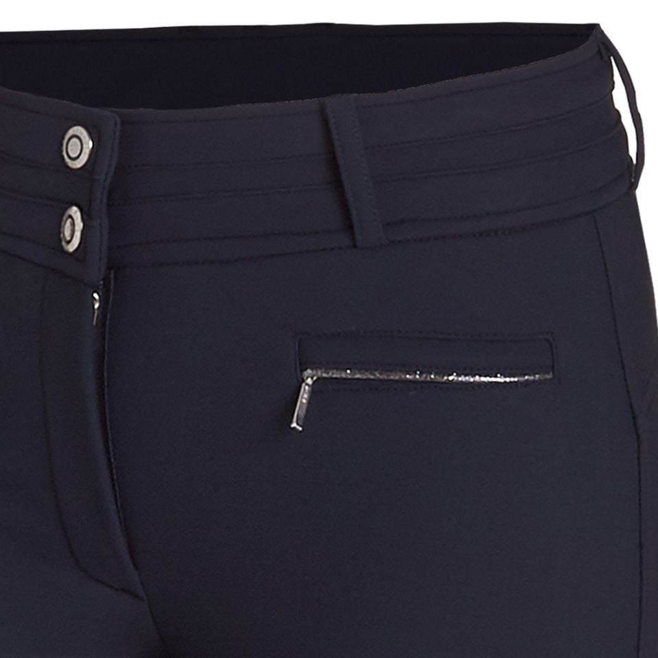 Schockemoehle Ladies Winter Heather Breech - Navy; front pocket detail | Full Seat Breeches | Malvern Saddlery