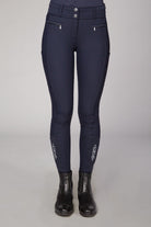 Schockemoehle Ladies Winter Heather Breech - Navy; shown on woman front view | Full Seat Breeches | Malvern Saddlery
