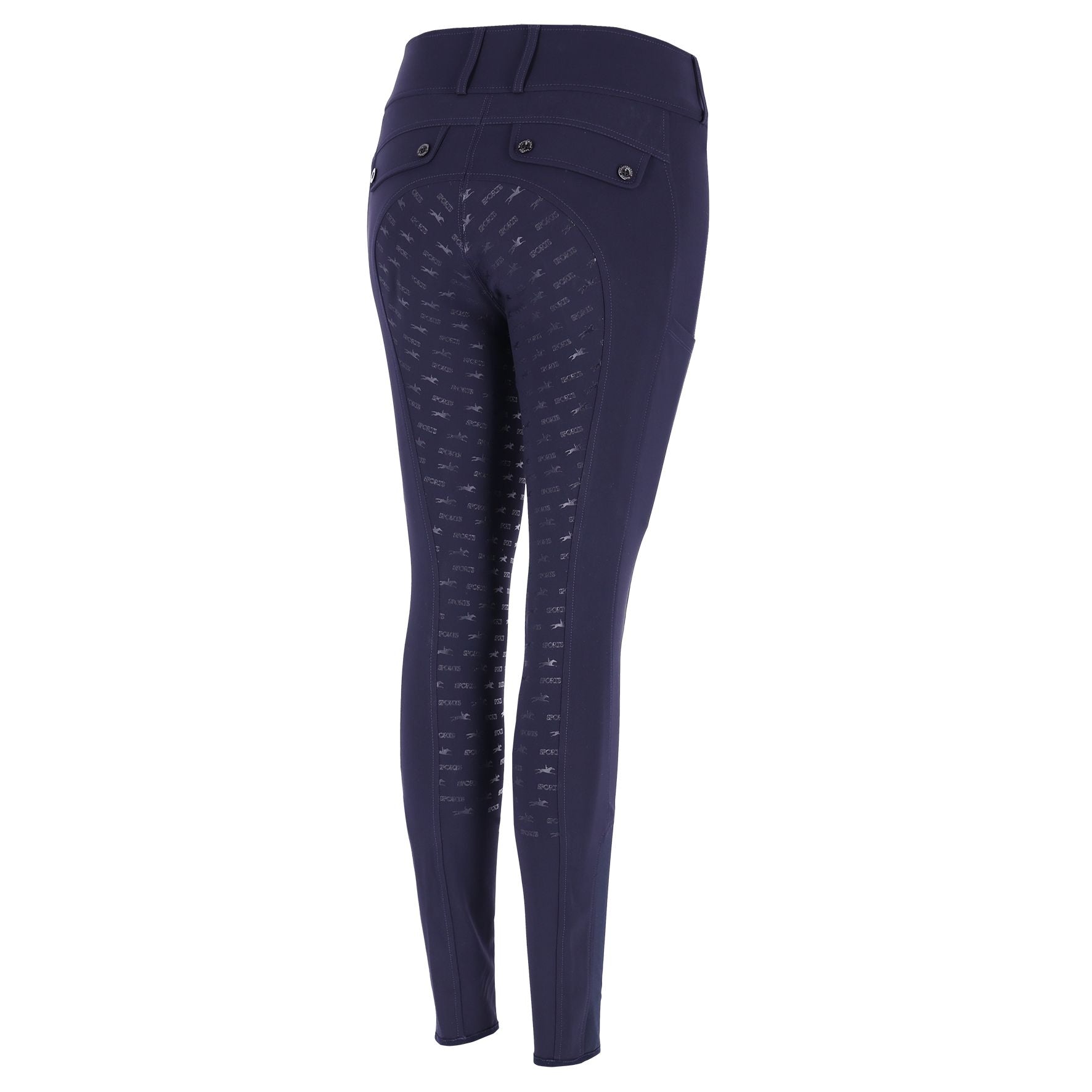 Schockemöhle Ladies SPCarola FS Breeches - Dark Navy; back view on white background | Malvern Saddlery