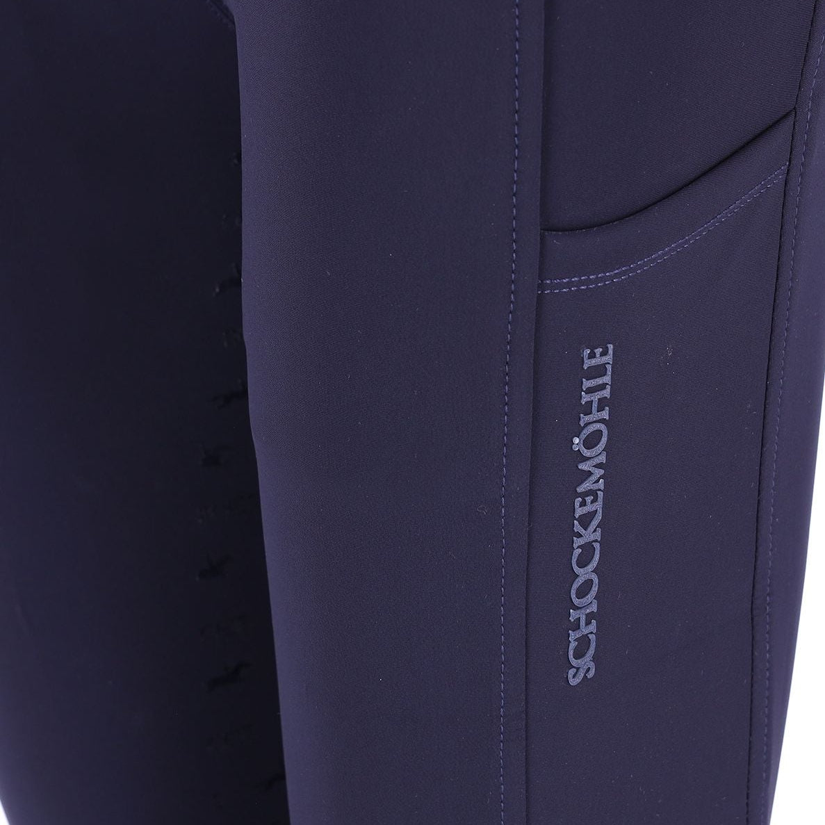 Schockemöhle Ladies SPCarola FS Breeches - Dark Navy; side pocket detail | Malvern Saddlery