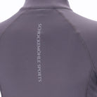 Schockemöhle Winter Page Style Shirt - Gray [dusty chocolate] - quarter zip ladies training layer, upper back detail view on white background | Malvern Saddlery